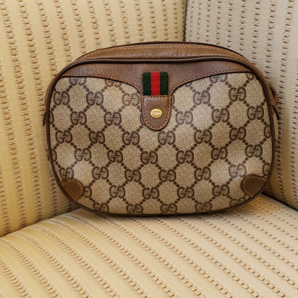 Gucci GG Web Coated Canvas Striped Crossbody Bag - Picture 1 of 14